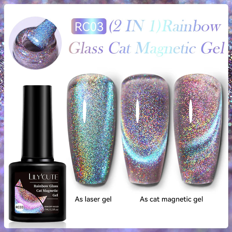 LILYCUTE 7ml Fruit Grape Purple Cat Magnetic Gel Nail Polish Vernis Semi Permanent Soak Off Colorful Gel Polish Nails Supplies