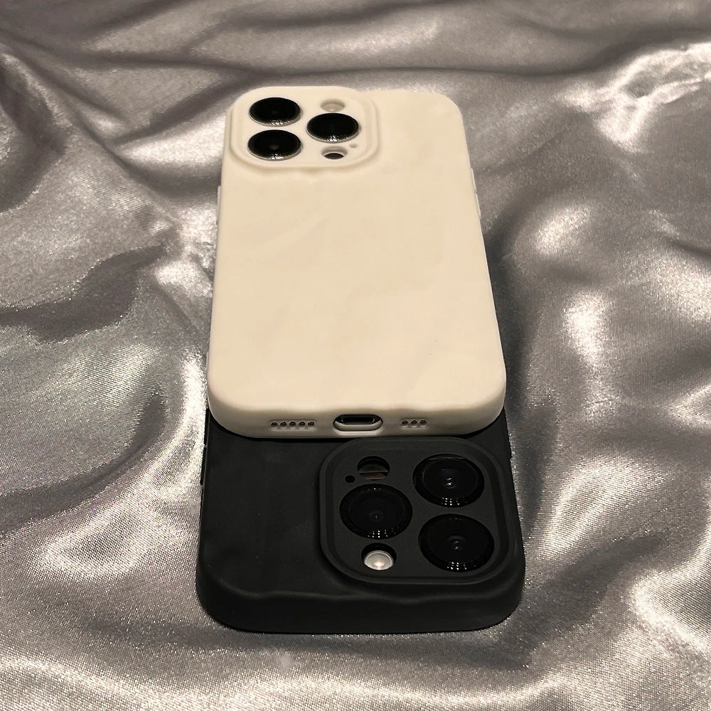 Soft Silicone Phone Case For iPhone 11 12 13 14 15 16 Pro Max X Xs XR Max 7 8 Plus Candy Bumper Fold Pattern Cover