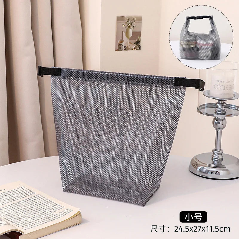 1PC Waterproof Mesh Cosmetic Bag for Travel, Gym, Bathroom, Quick-Dry Toiletry Organizer with Handle Portable Makeup Pouch