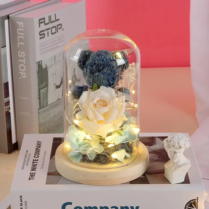Valentine's Day Gift for Girlfriend Eternal Rose LED Light Flower Luminous Decoration Wedding Decor Creative Mother's Gifts