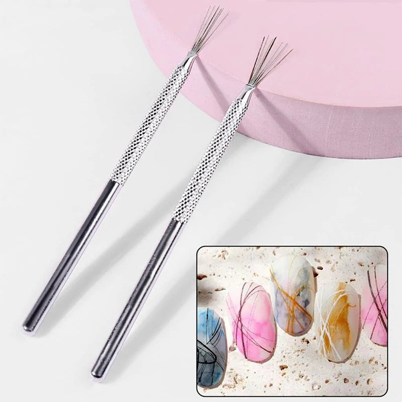 Nail Art Seven-pin Texture Brush Brushed Multi-head Bendable Nail Modeling Tool DIY Pottery Brush Pottery Tool