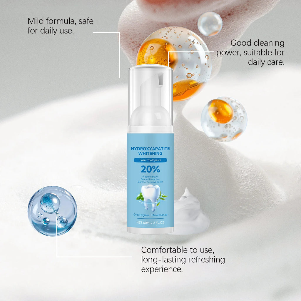 20% Hydroxyapatite Foam Toothpaste Teeth Whitening Mousse Enamel Repair Sensitive Teeth Oral Care Fresh Breath Cleaning Foam