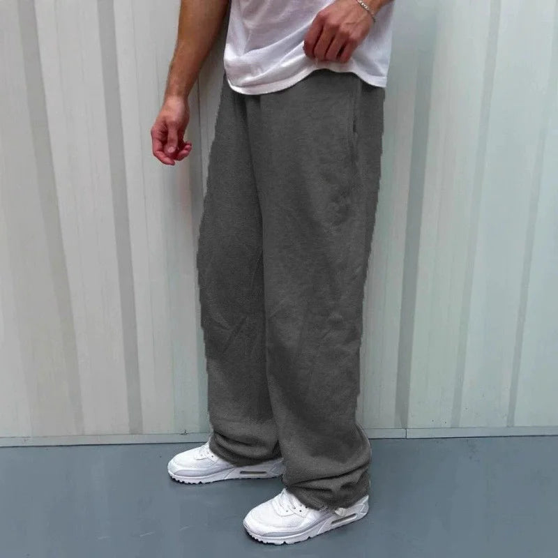 autumn winter man/woman Jogging Straight Sweatpants Street Style wide leg pants Casual Solid colors versatile Loose Men's