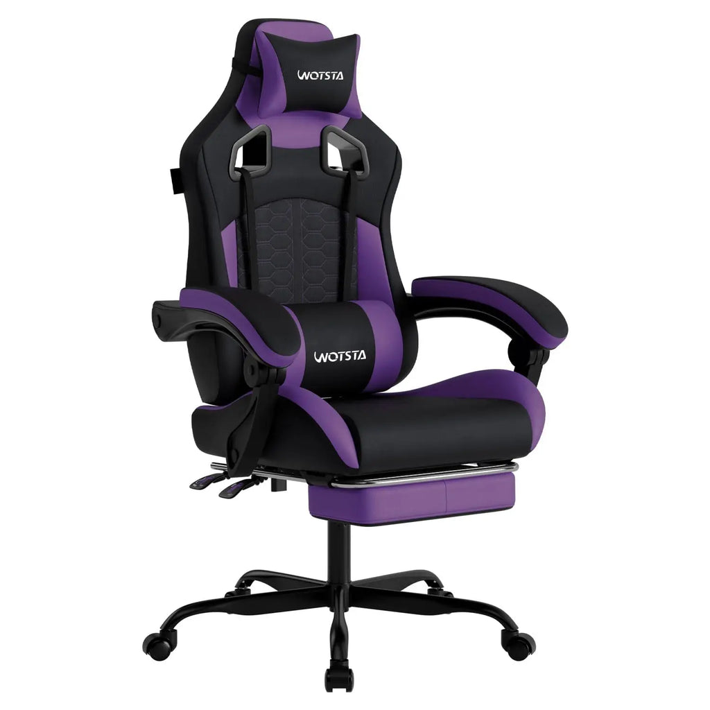 Gaming Chair with Footrest, Gaming Chairs PVC Leather Ergonomic Office Gamer Chair Headrest Lumbar Support Racing Style