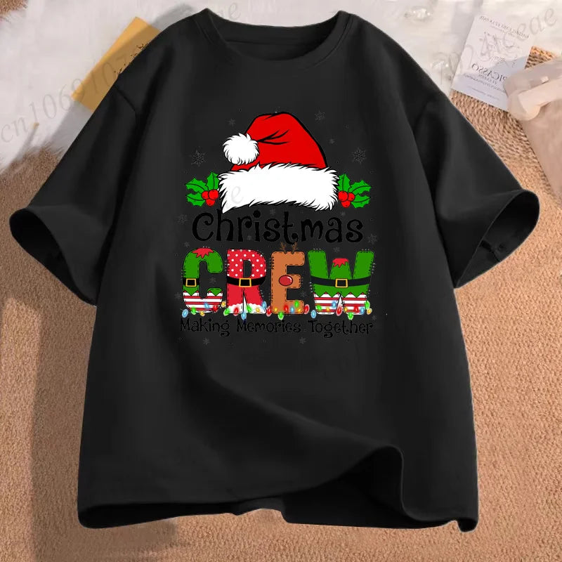 Christmas Crew 2026 Graphic Men's Women T-Shirts Santa Reindeer Matching Family T Shirt Shirt Short Sleeve Tops Holiday Tops
