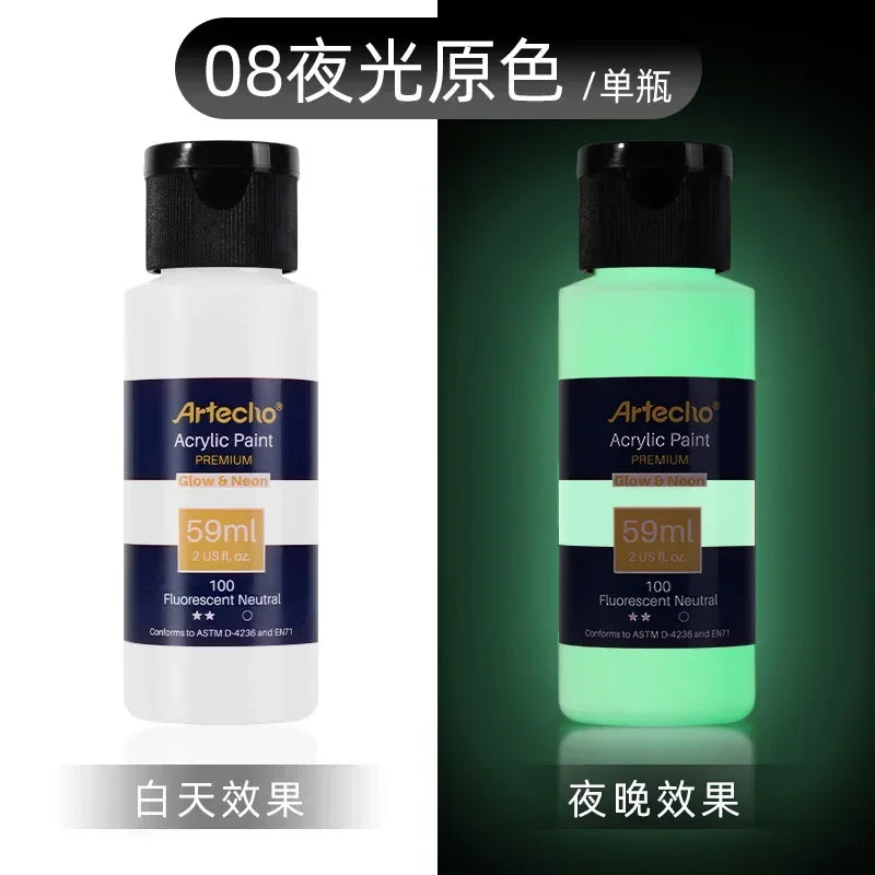 59ML Luminous Fluorescent Acrylic Paint Hand-painted Creative DIY Glass Clothes Shoes Textile Liquid Paint Art Supplies