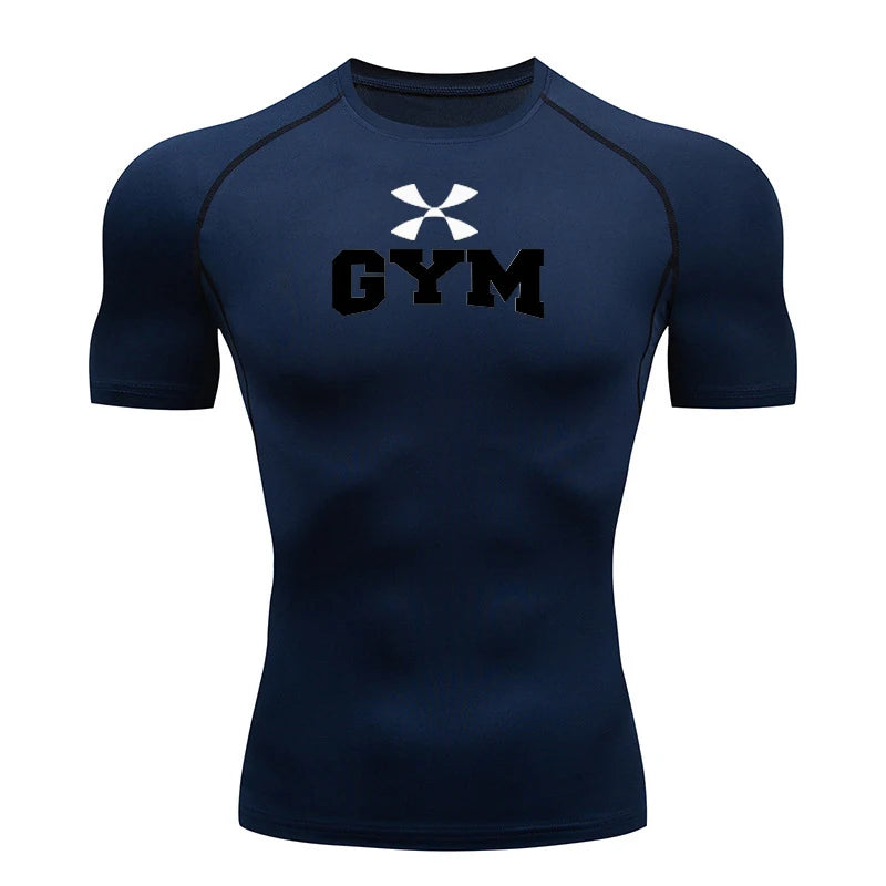 2026 Men Summer Sportswear Running T-shirt Compression T Shirt Elastic Quick Dry Sport Tops Tee Athletic Gym Workout Shirts
