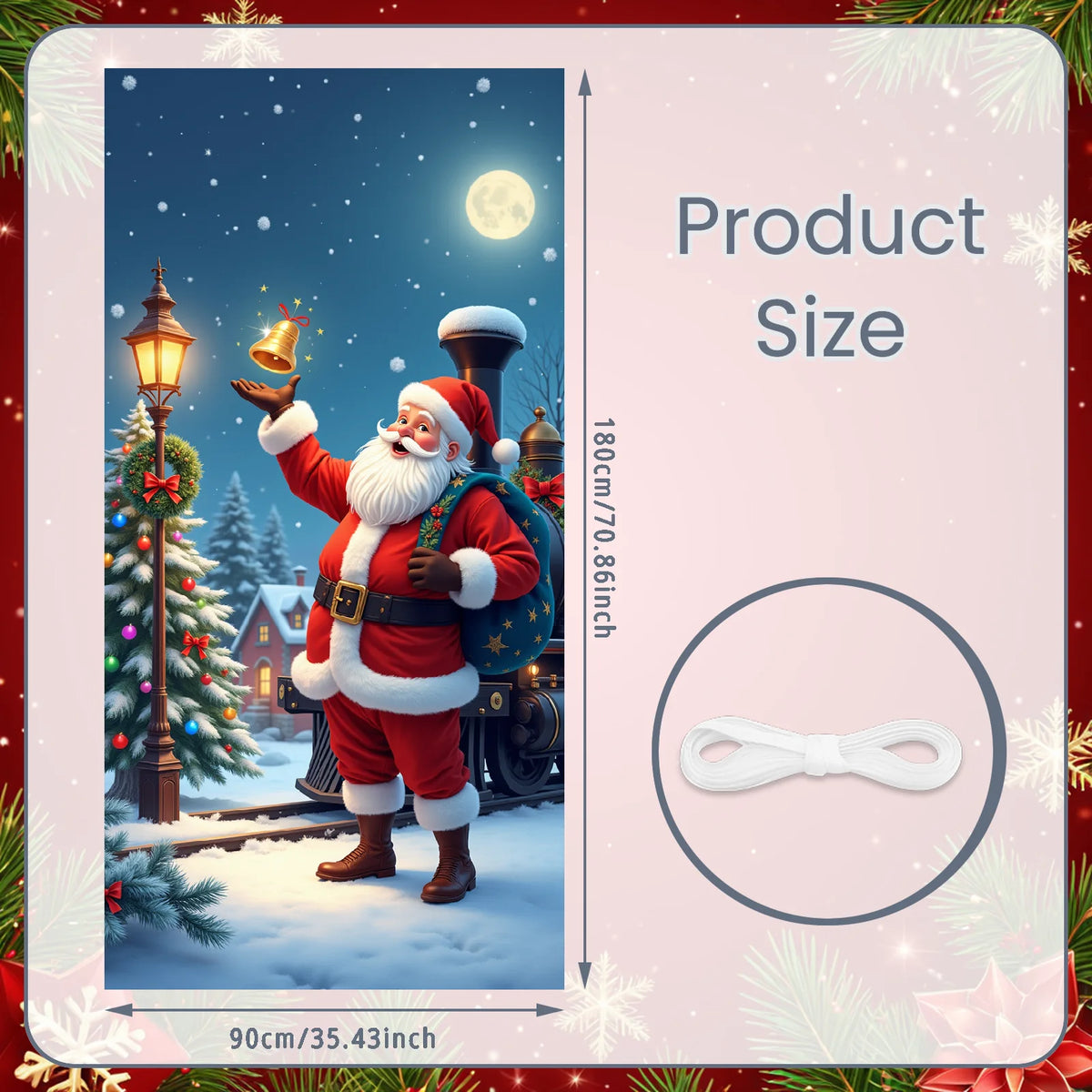 Christmas Door Cover Decorations Santa Claus Send Gift Background Banner for Indoor Outdoor Home Porch Holiday Decor Supplies