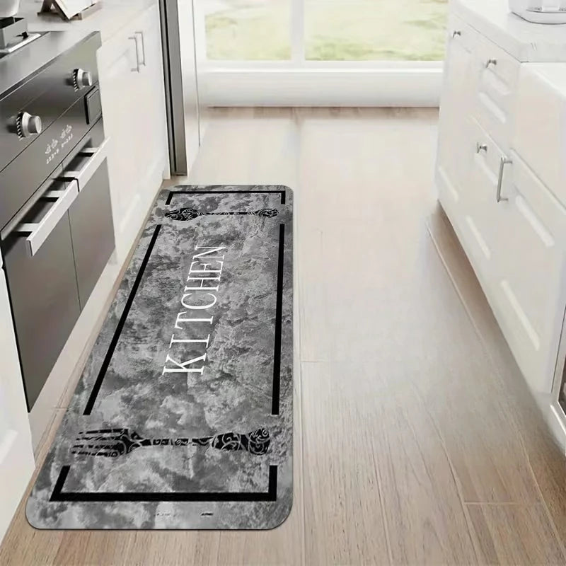 Modern Kitchen Rug Set, Carpet with Marble Texture Pattern, Hallway Rug, Suitable for Bedroom, Living Room, Dining Room, Kitchen