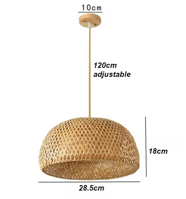 E27 Bamboo Lantern Pendant Lamp 30cm Natural Rattan Wicker LED Chandeliers Hand-Woven Lampshades Lighting Fixture Hanging Light