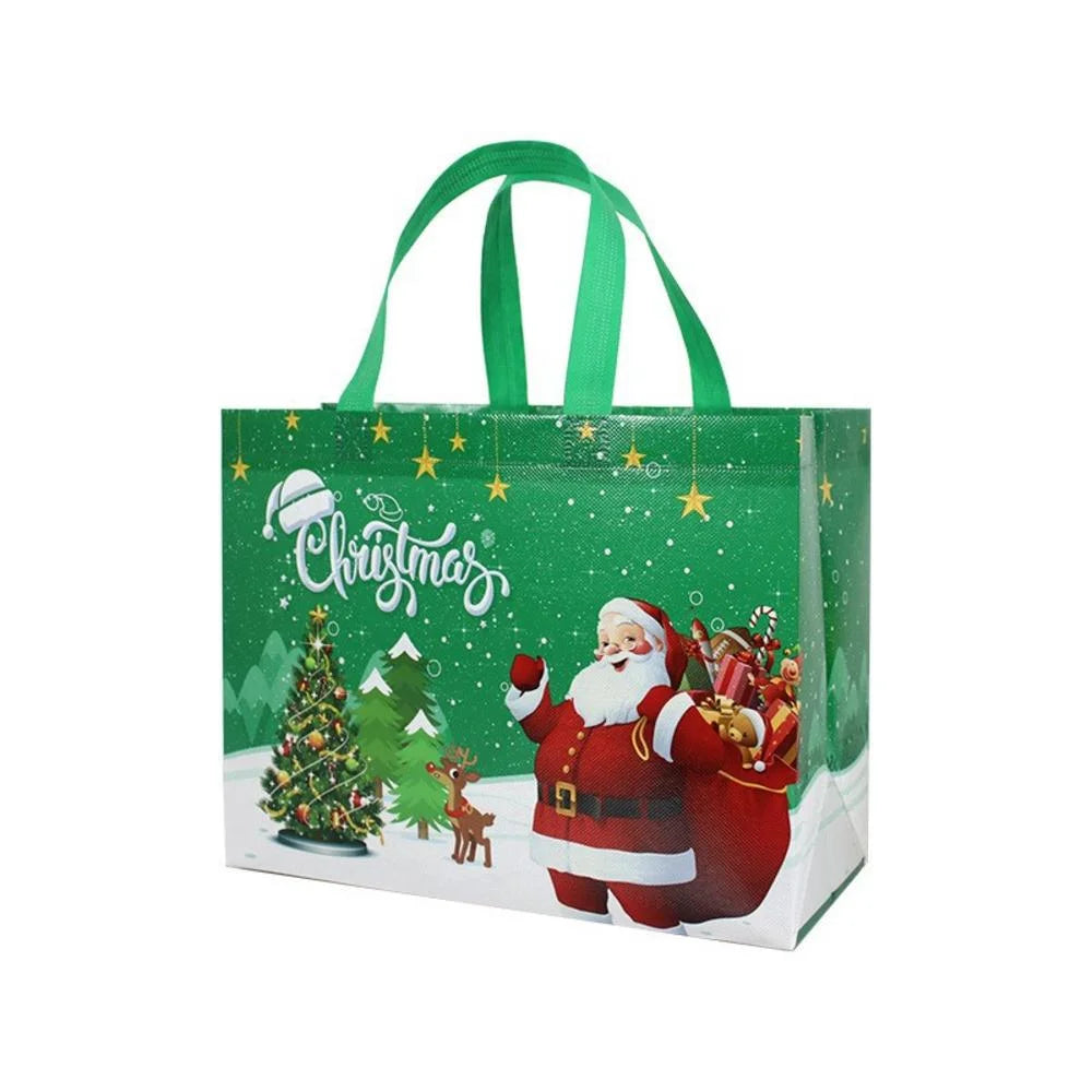 New Year Christmas Non-Woven Fabric Tote Bags Candy Gift Packaging Santa Claus Kid Holiday Happy Year Party Favors Gift Bag 2024