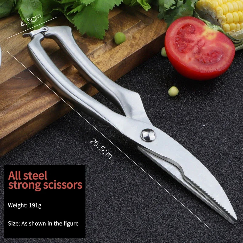 Stainless steel scissors Kitchen special multifunctional cutting food scissors Powerful sharp scissors for chicken bone barbecue