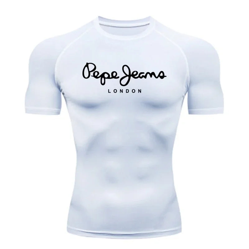 Sports T-shirt Men's Quick Drying Short Sleeved Sports T-shirt Top Gym Fitness Tight Fitting Shirt Training Running T-shirt Men