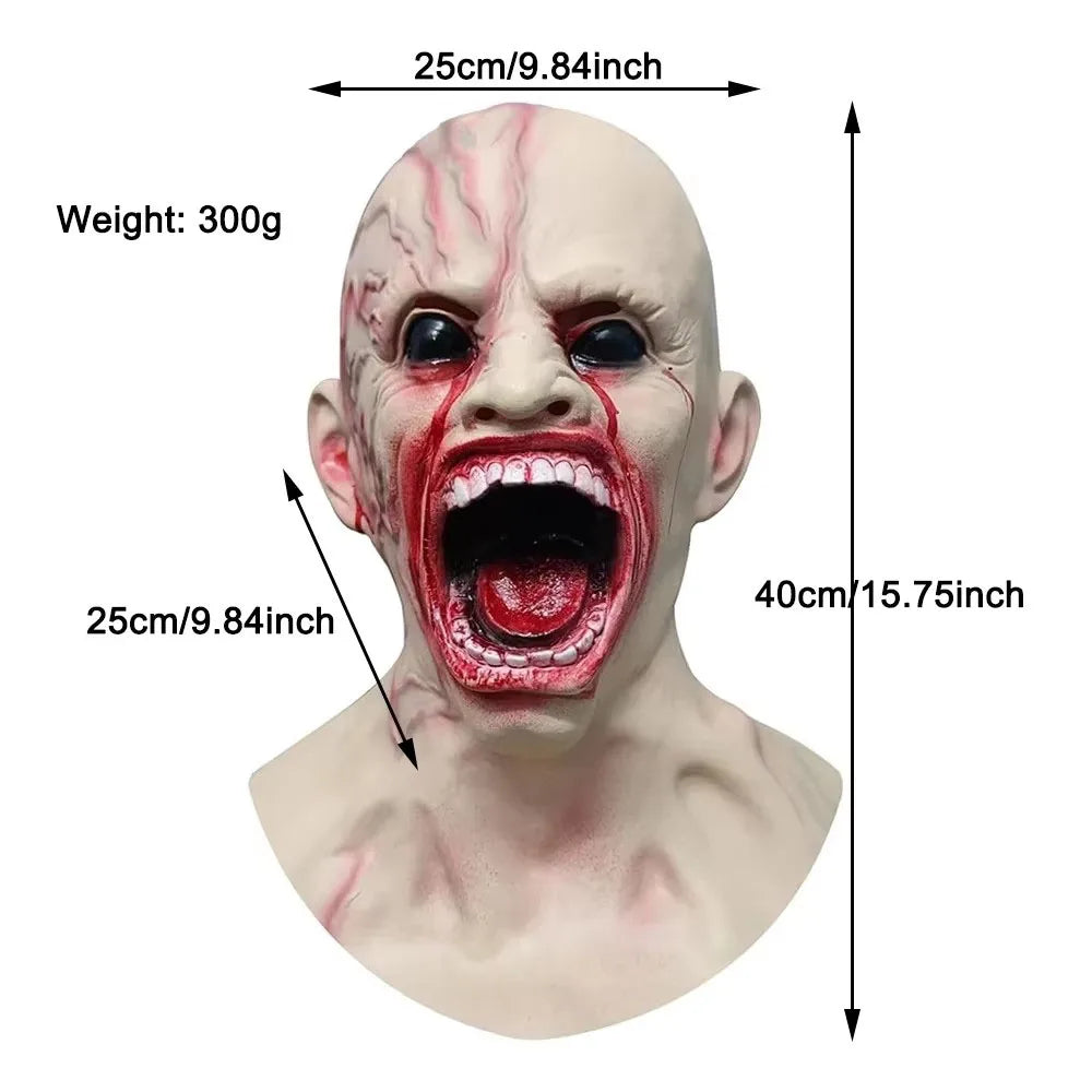 Mask Creepy Halloween Props Scary Realistic Face Mask For Adult Party Cosplay Costume Horror Props Scary Halloween Cosplay Mask