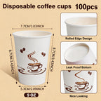 50/100/200PCS 9 oz Disposable Paper Cups for Hot & Cold Drinks – Leak-Proof Coffee Cups, Durable & Eco-Friendly, Ideal for Cafés, Restaurants, Offices, Home Use, Parties, and Everyday Beverage Serving