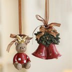 2026 Xmas Tree Pendant Cartoon Painted Santa Claus Elk Bear Christmas Stocking Resin Pendant Christmas Party Decorations 1pc