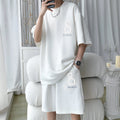 Casual Sportswear Set for Men Short Sleeve Five-Piece Pants Polyester Fiber Summer Collection Big Size T-Shirt And Shorts