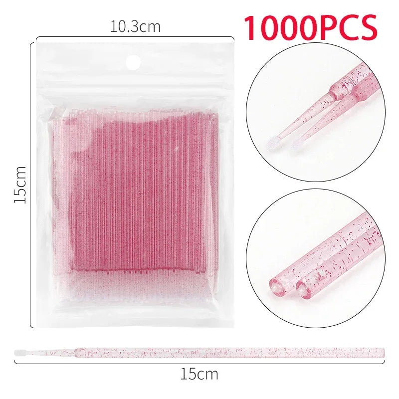 500/1000PCS  Eyelash Brushes Cotton Swab Micro Individual Eyelashes Microbrush Removing Cleaning Lash Extensions Accessori