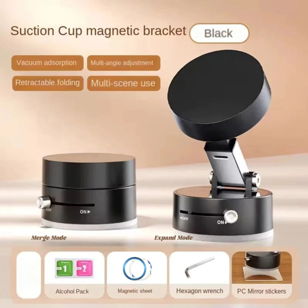 Suction Cup Magnetic Phone Holder Foldable Car Phone Mount Dashboard Phone Bracket 360 Degree Rotation Lazy Storage Vacuum Stand