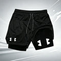 Men 2-in-1 Gym Shorts Quick Dry Double Layer Compression Liner Summer Running Fitness Training Sports Short Pants W360