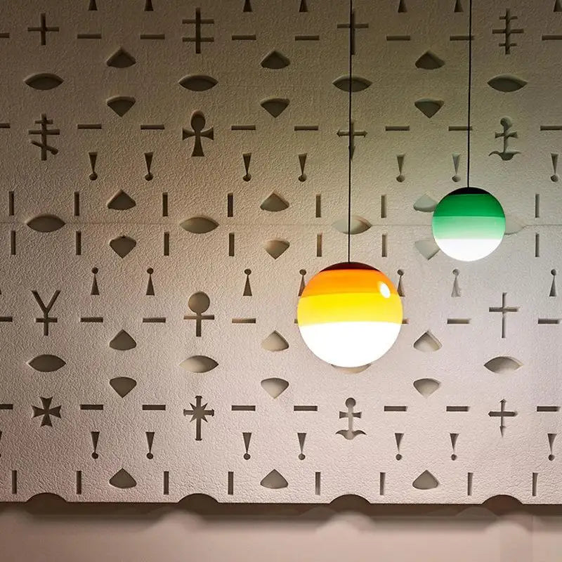 Creative Colorful Glass Pendant Lamps 15cm 20cm Green Pink Gray Round Ball Suspension Hanging Light for Restaurant Dining Room