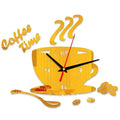3D Acrylic DIY Wall Clock Mirror Wall Clocks Simple Home Digital Wall Sticker Decoration Mute Coffee Cup Wall Quartz Clock