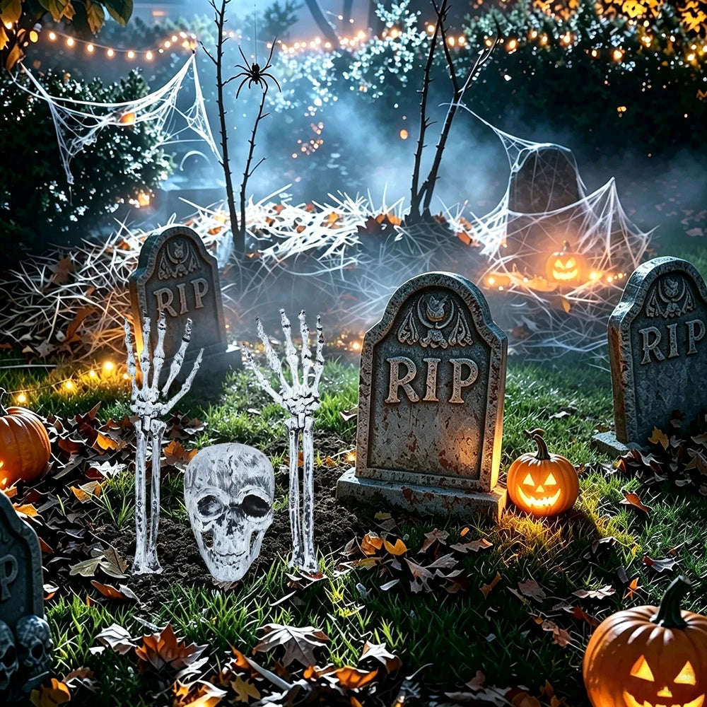 Halloween Decoration Half Body Skeleton Haunted House Horror Props Halloween Outdoor Courtyard Skull Decorations Halloween Party