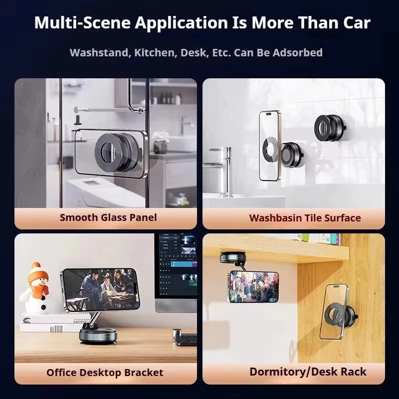 Magsafe Car Phone Holder Suction Cup Vacuum Magnetic Phone Stand 360° rotatable and Foldable Suction Cup Phone Holder Hot