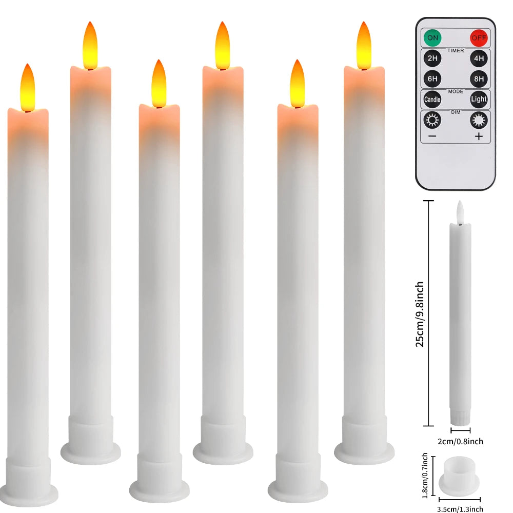 6-12-24Pcs Flameless Taper Candles Battery Operated LED Candle Flickering Candles Faux Candle Halloween Christmas Wedding Decor