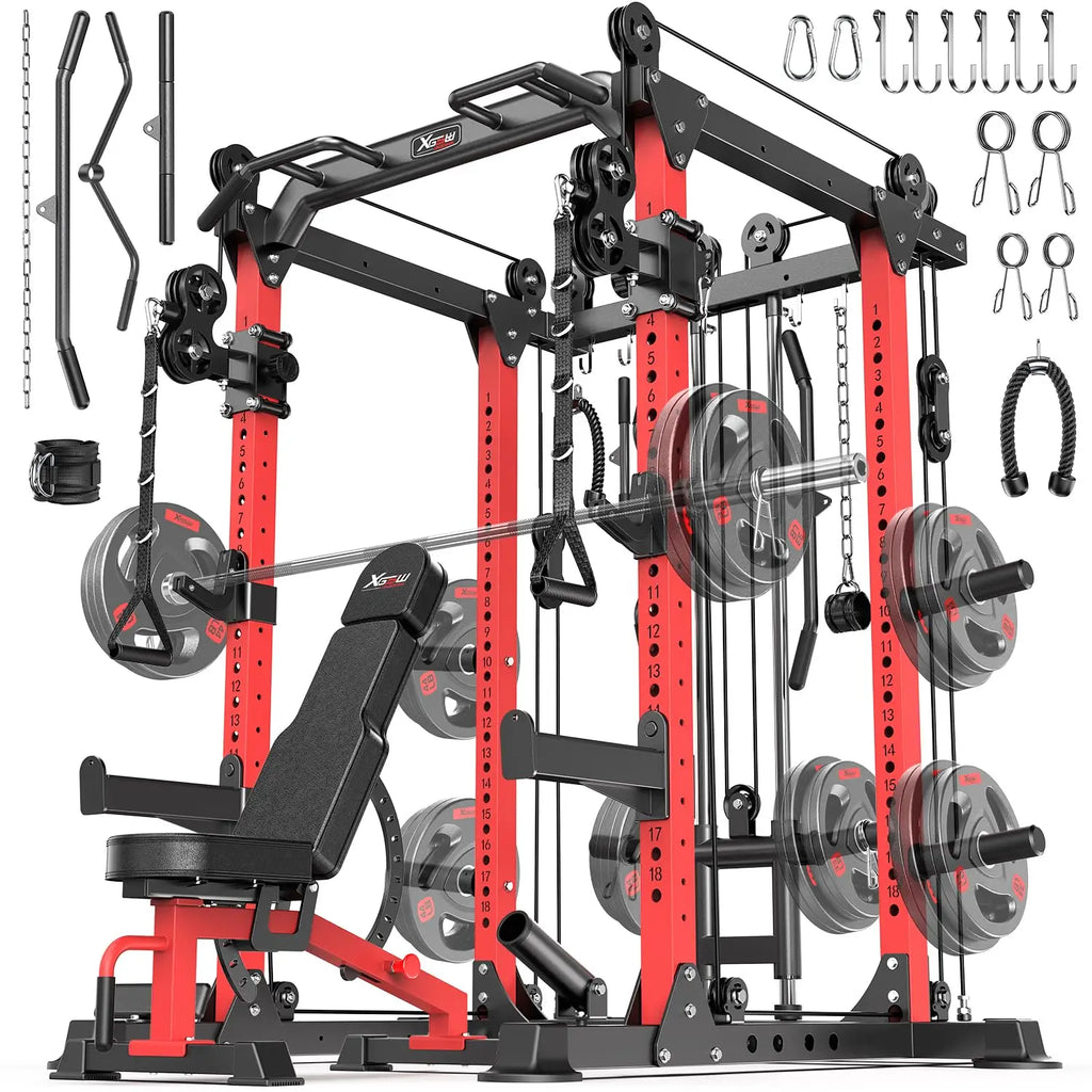 Multi-Function Power Rack Cable Crossover System Squat Home Gym, Custom