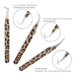1Pcs Leopard Lash Tweezers Stainless Steel Superhard Tweezer 3D Volume Accurate Anti-Static Eyelash Extension Clip