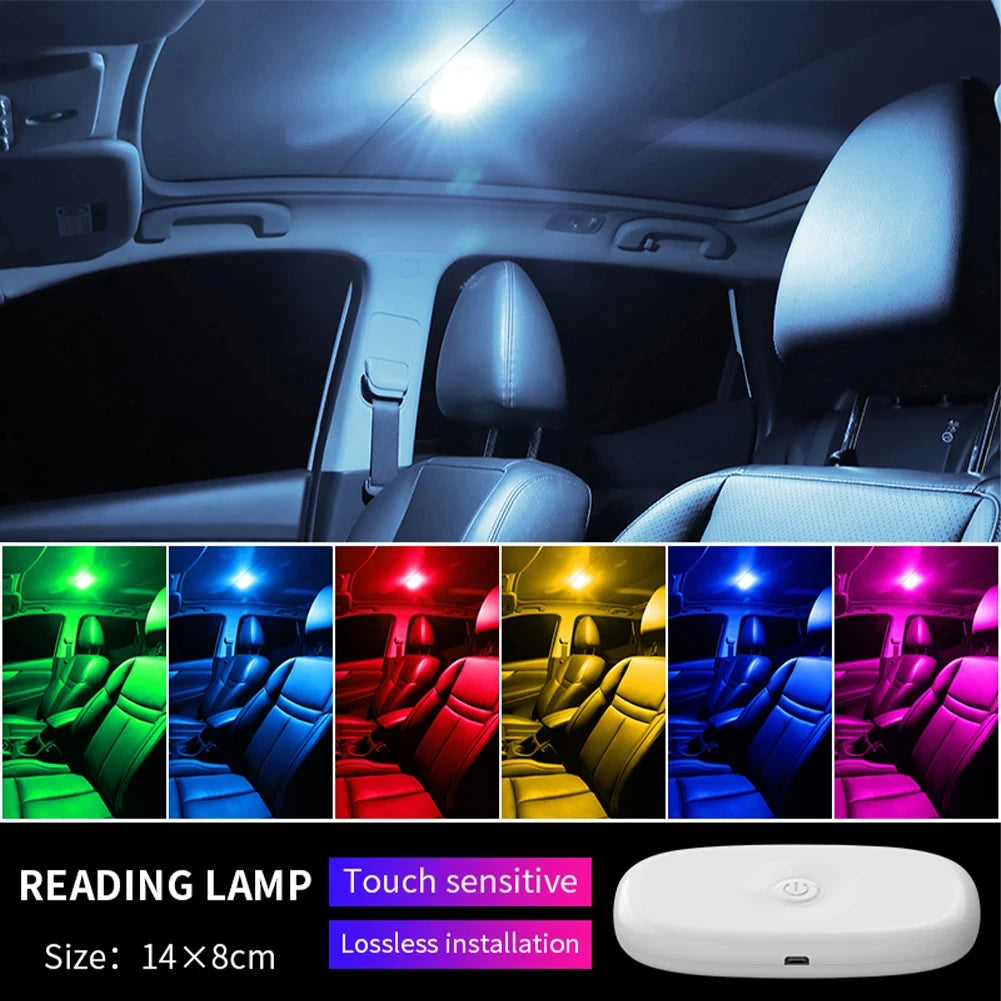 Car LED Touch Lights Wireless Interior Light Magnetic Auto Door Light Roof Ceiling Lamp Reading Lamp USB Rechargeable 5V
