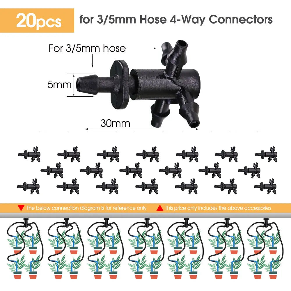 2L 4L 8L Dripper Irrigation 3/5mm Hose 2/4-Way Connector Water Splitter Emitter Drip Arrow Micro Drip System Garden Accesorries