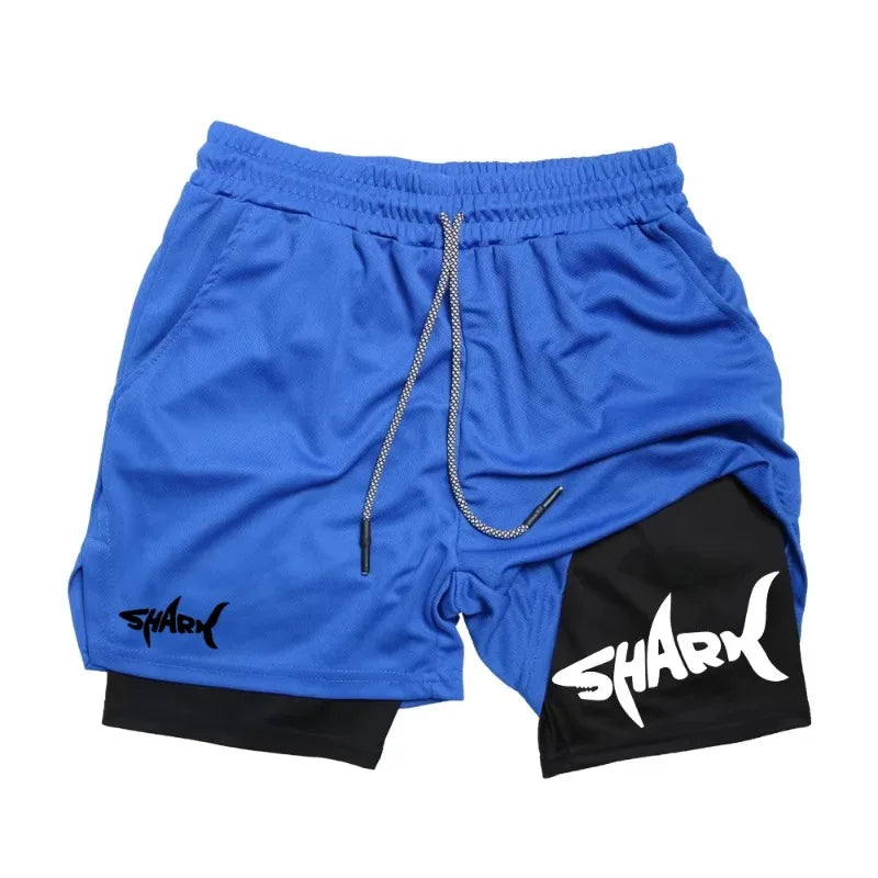 Men's Summer Double-Layer 2-in-1 Shorts for Jogging Exercise Quick Drying Breathable Dry Healthy Fitness Running Pants