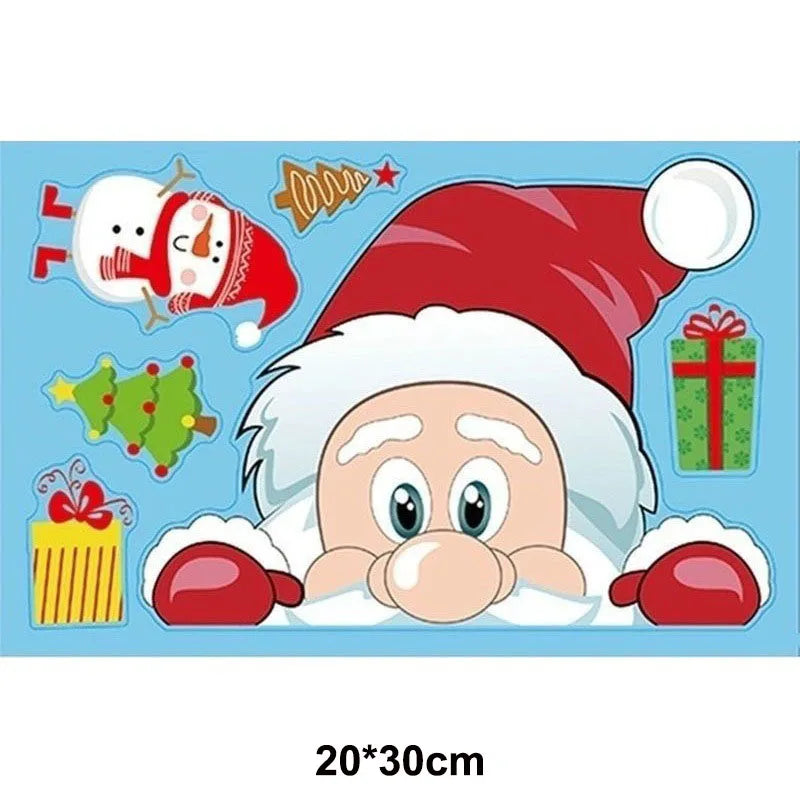 Christmas Window Cling Stickers Santa Claus Reindeer Snowflake Gift Box Window Decals for Xmas Home Shop Glass Door Window Decor