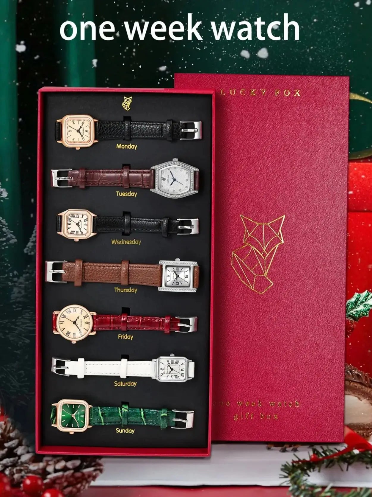 Fashion ladies' watch set gift box small square quartz watch trend Valentine's Day gift wristwatch