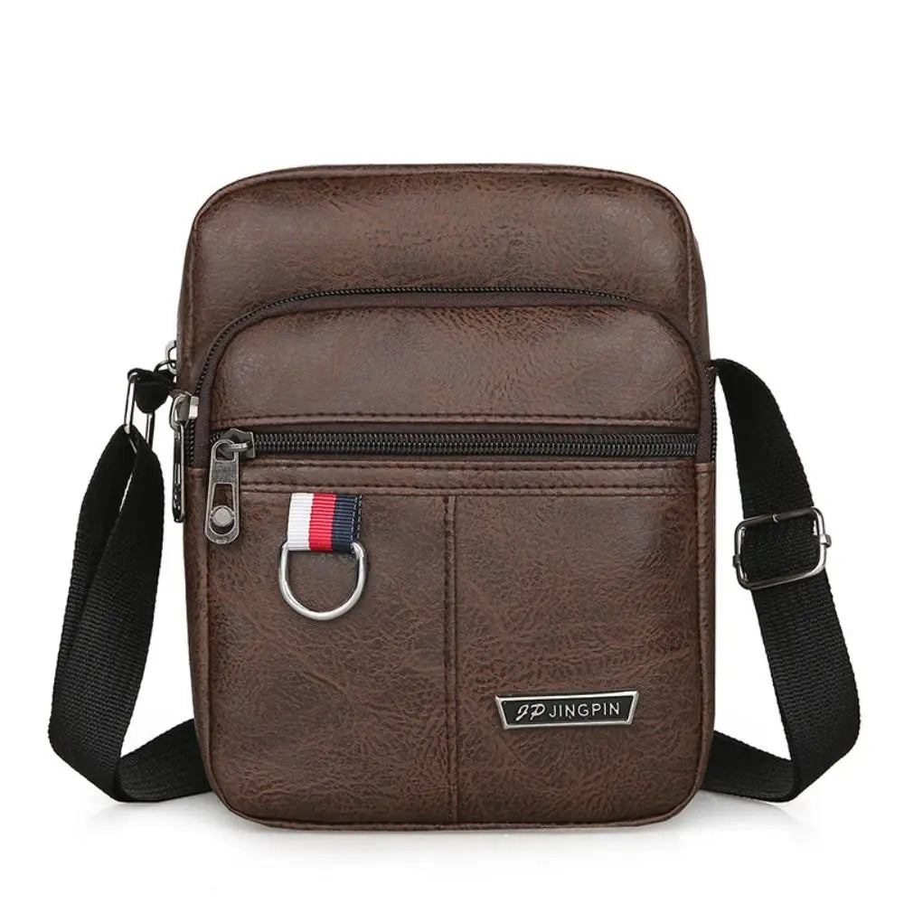 Fashion PU Leather Men's Bag Casual Waterproof Large Capacity Shoulder Messenger Bags Brown Black Handbag Multifunctional