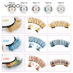 YSDO Colored Magnetic Eyelashes Natural Faux 3D Mink Lashes Reusable Makeup Party Cosplay Shiny Colorful Magnet False Lashes