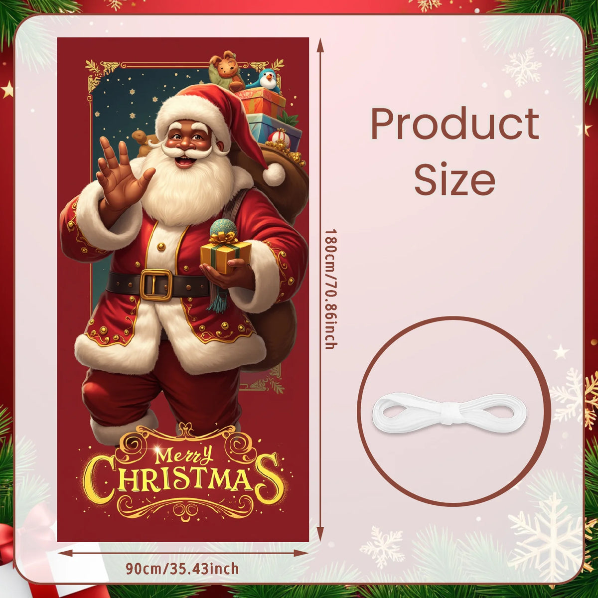 Christmas Door Cover Decorations Santa Claus Send Gift Background Banner for Indoor Outdoor Home Porch Holiday Decor Supplies