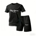 New summer fitness sportswear for men short-sleeved T-shirt and shorts two-piece set breathable and quick-drying casual wear
