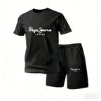 New summer fitness sportswear for men short-sleeved T-shirt and shorts two-piece set breathable and quick-drying casual wear