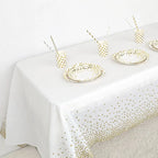5pcs Plastic Dot Disposable Table Cloth for Parties,Plastic Tablecloth,Golden Dots Table Covers for Picnic,Birthday,Party