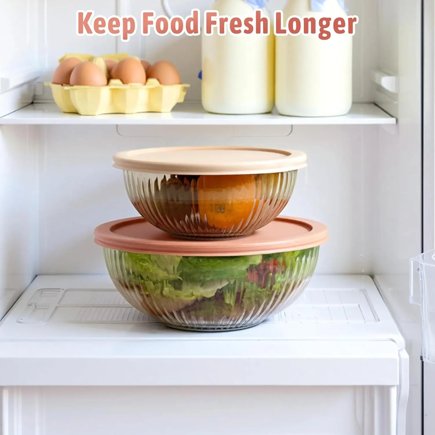 Glass Mixing Bowls with Lids Set of 4, BPA Free & Dishwasher Safe, 0.2/0.5/1.1/2.1 Qt