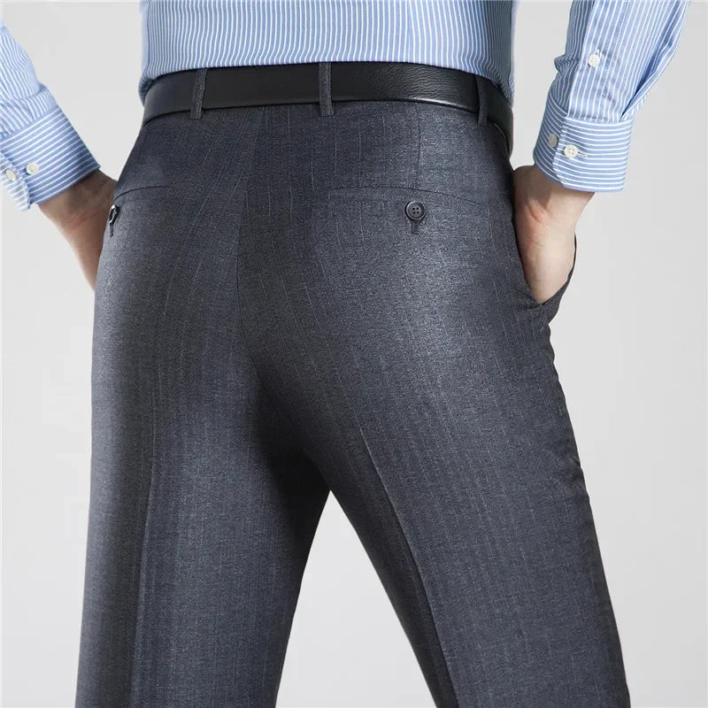 2021 Men Business Silk Suit Pant Plus Size 29-56 Spring Summer New Fashion Formal Men Casual Pant Buckle Trousers For Male