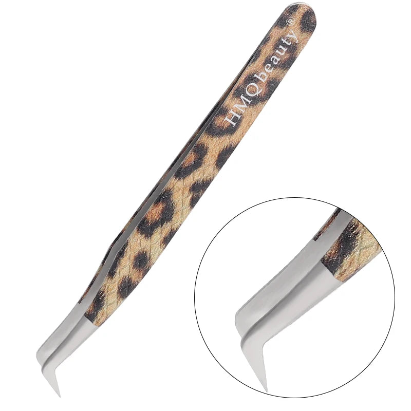 1Pcs Leopard Lash Tweezers Stainless Steel Superhard Tweezer 3D Volume Accurate Anti-Static Eyelash Extension Clip