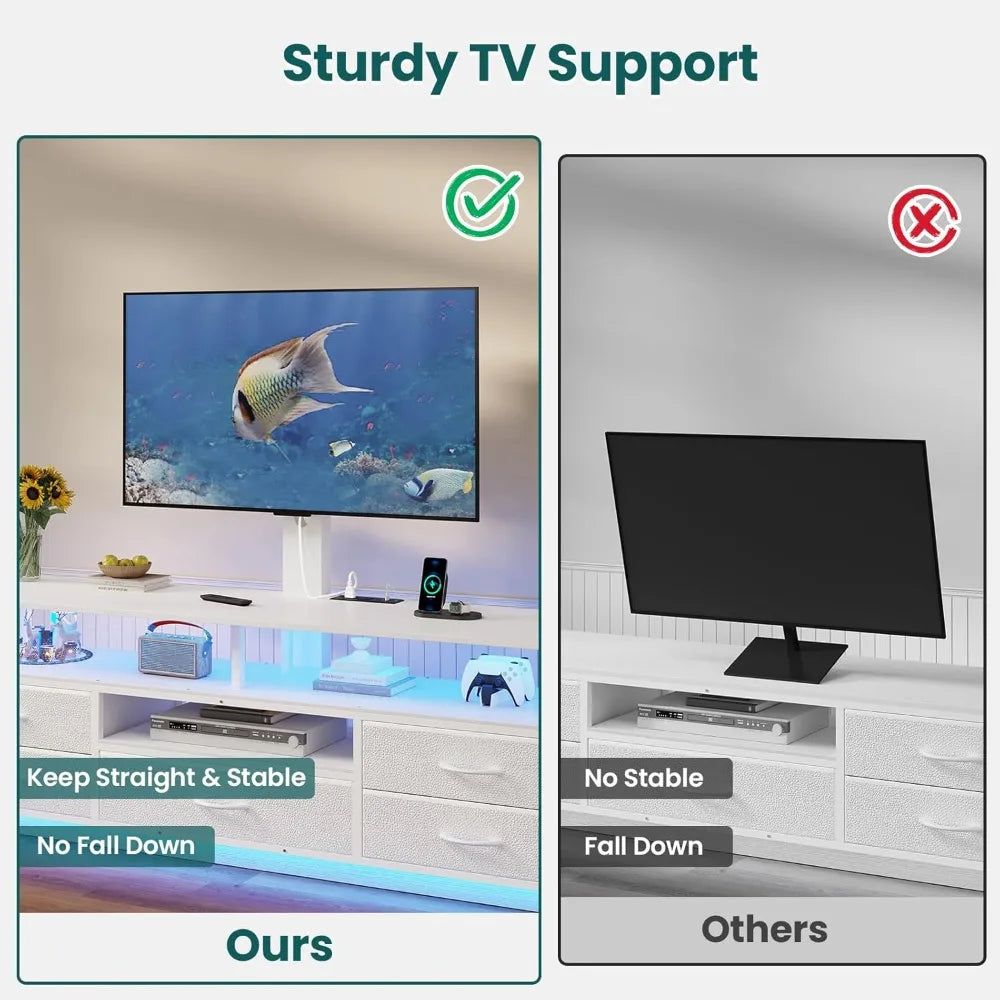 51.2" LED TV Stand with Mount for 45-70 Inch TVs, Power Outlets, Storage & Smart Lights