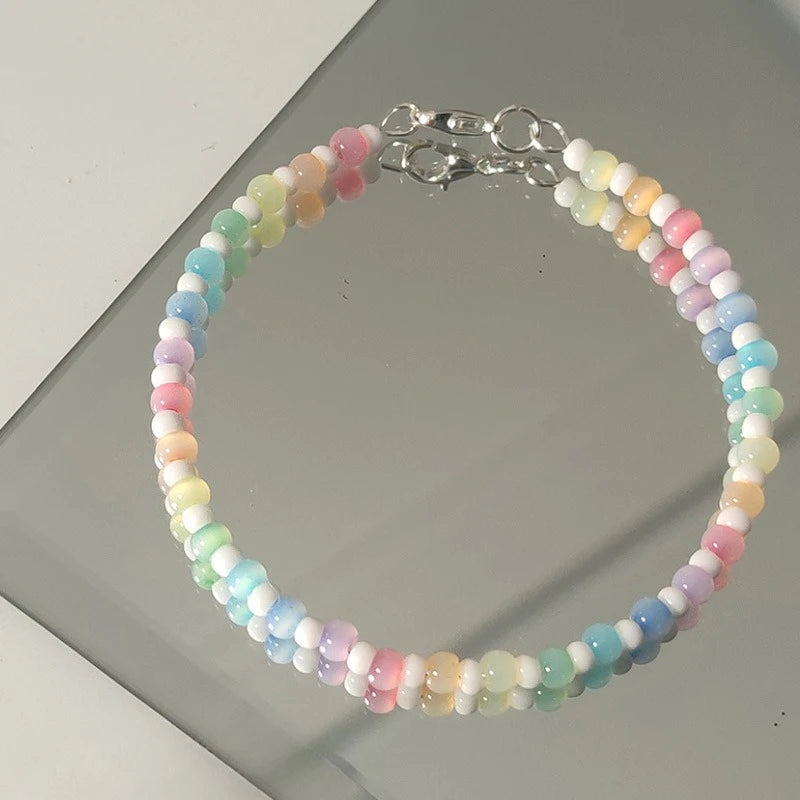 1Pcs Bohemian Style Bracelet Colorful Beaded Bracelet for Women Girls Simple Sweet Versatile Bracelet Jewelry Accessories Gifts