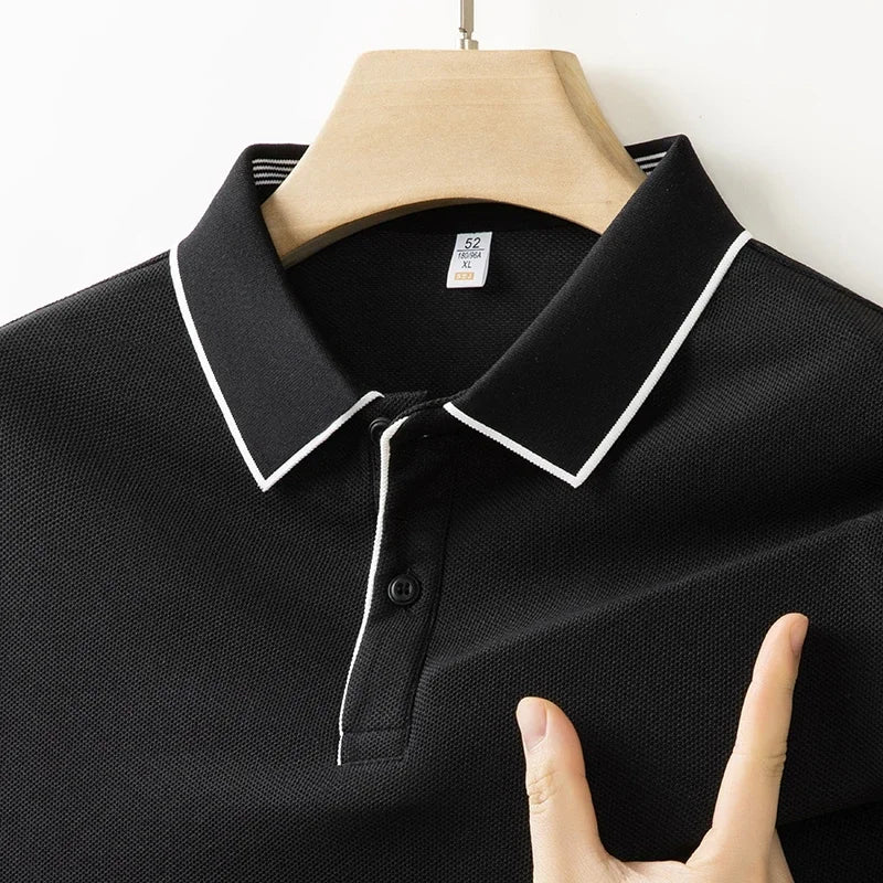 2026 New Men's Business Casual Short Sleeved Shirt Solid Color Polo Shirt Fashionable Breathable Comfortable Versatile Top