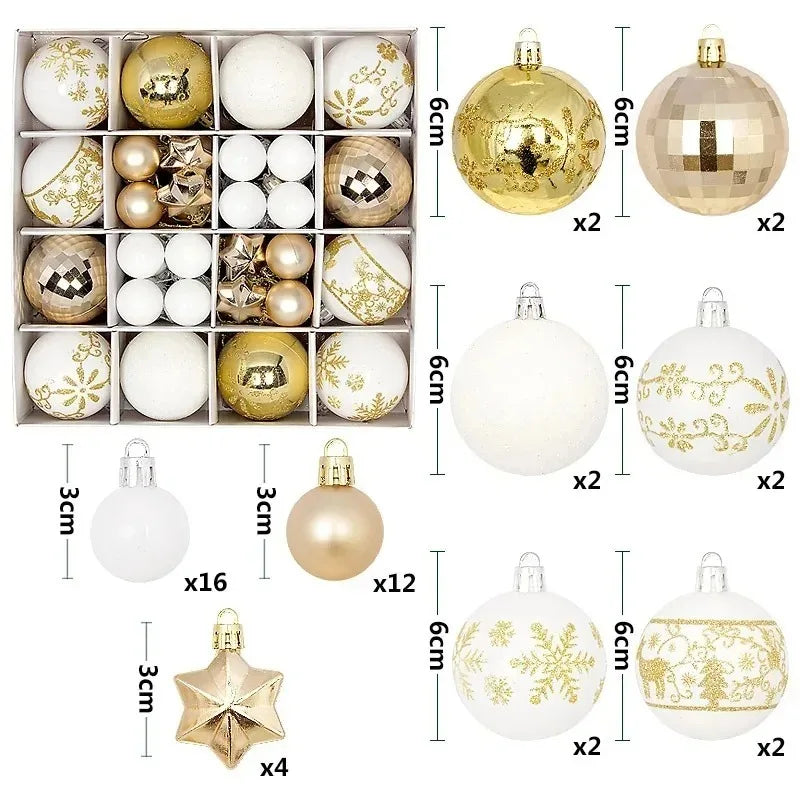 44Pcs 3/6CM Christmas Merry Balls Decoration Xmas Tree Hanging Ornament Party Home Room Decor Holiday Navidad New Year 2026 Gift