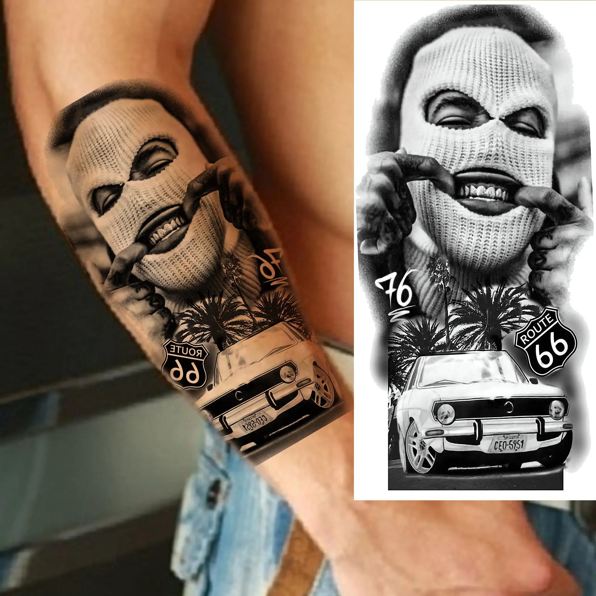 1 Sheet Trendy Cool Robber Gangster Temporary Tattoos For Adults Bad Guy Rebel Tatoos Waterproof Realistic  Fake Tattoo Stickers